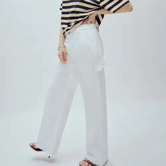 Reformation White Straight Leg Cargo Pants - Picture 1 of 7